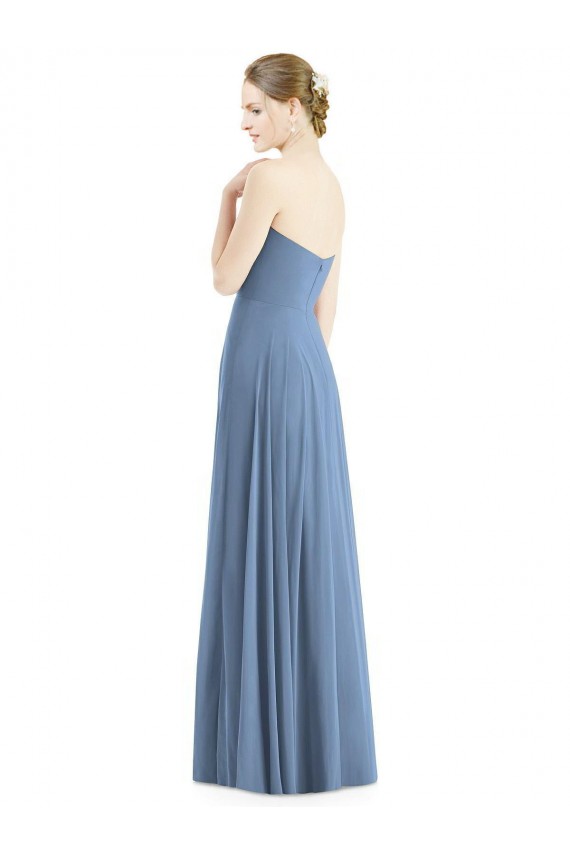 Sweetheart Long Soft Chiffon Dusty Blue Sleeveless Evening Dress / Bridesmaid Dress Darwin