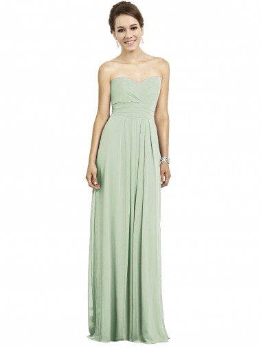 Sweetheart Long Soft Chiffon Sage Sleeveless Bridesmaid Dress Darwin