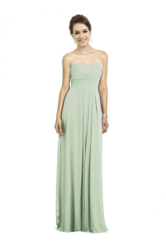 Sweetheart Long Soft Chiffon Sage Sleeveless Bridesmaid Dress Darwin