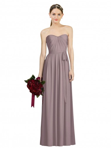 Sweetheart Long Soft Chiffon Dusty Rose Sleeveless Bridesmaid Dress Darwin