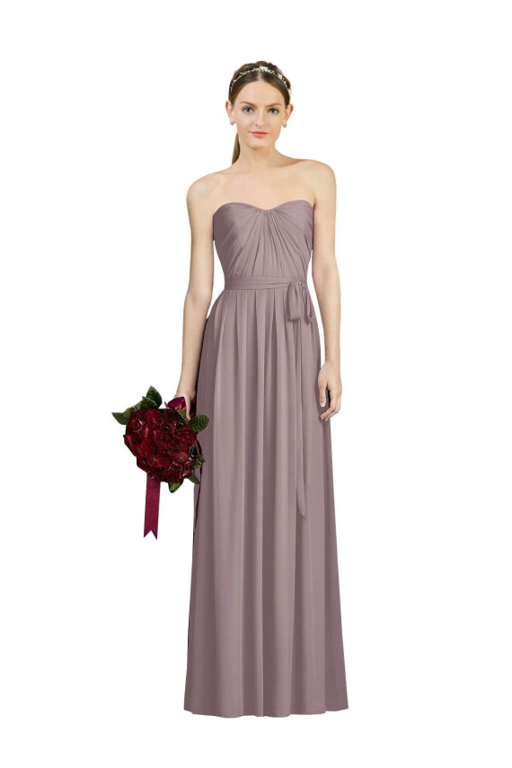 Sweetheart Long Soft Chiffon Dusty Rose Sleeveless Bridesmaid Dress Darwin