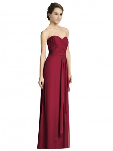 Sweetheart Long Soft Chiffon Burgundy A-Line Sleeveless Formal Dress / Bridesmaid Dress Darwin