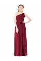 One Shoulder Long Soft Chiffon Burgundy Sleeveless Bridesmaid Gown Darwin