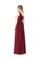 One Shoulder Long Soft Chiffon Burgundy Sleeveless Bridesmaid Gown Darwin