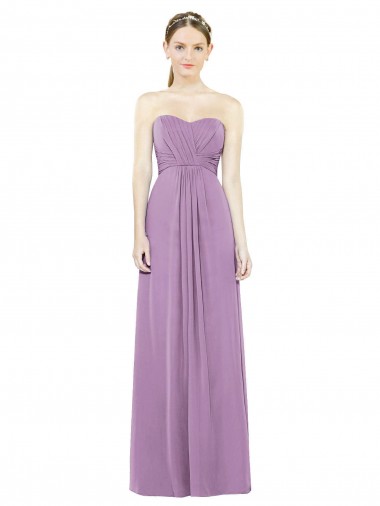 Sweetheart Long Soft Chiffon Dark Lavender Sleeveless Bridesmaid Dress Darwin