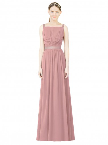 High Neck Long Soft Chiffon Dusty Pink Sleeveless Bridesmaid Dress Darwin