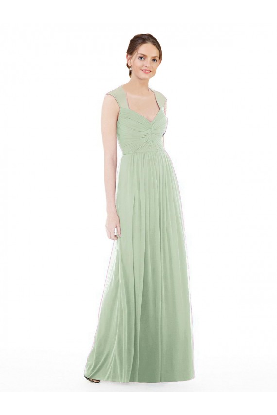 Sweetheart Long Soft Chiffon Sage Cap Sleeves Formal Dress / Bridesmaid Dress Darwin