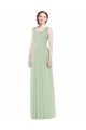 Spaghetti Straps Long Soft Chiffon Sage Sleeveless Bridal Party Dress Darwin