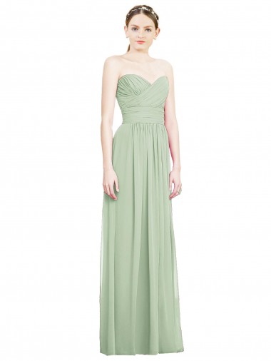 Strapless Long Soft Chiffon Sage Sleeveless Bridesmaid Dress Darwin