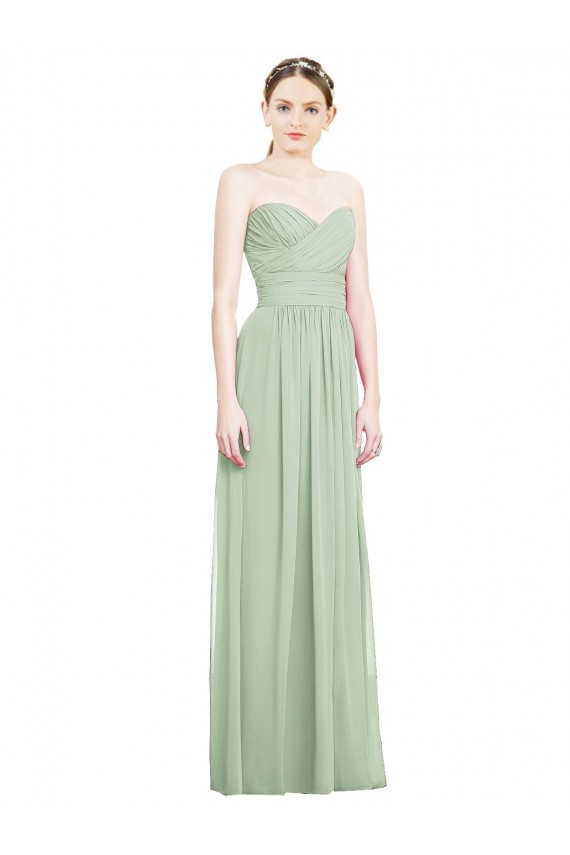 Strapless Long Soft Chiffon Sage Sleeveless Bridesmaid Dress Darwin