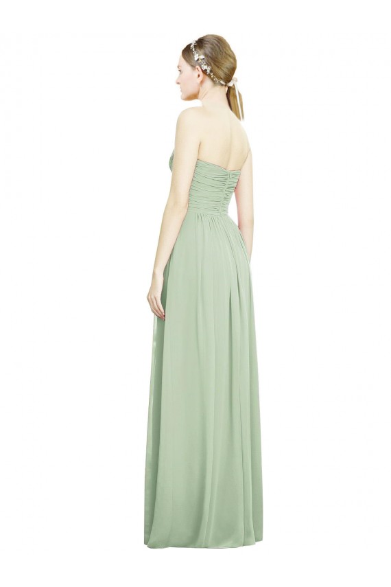 Strapless Long Soft Chiffon Sage Sleeveless Bridesmaid Dress Darwin