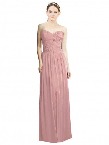 Strapless Long Chiffon Dusty Pink Sleeveless Bridesmaid Dress / Evening Dress Darwin