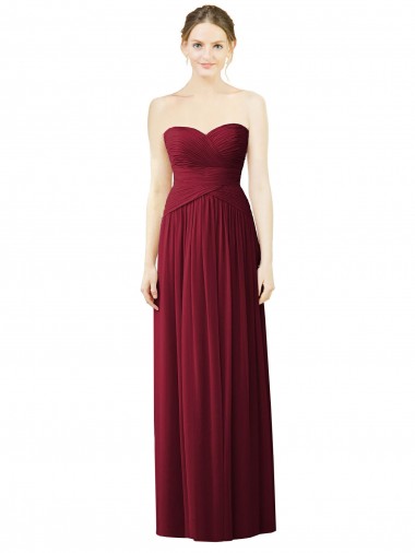 Sweetheart Long Soft Chiffon Burgundy Sleeveless Evening Dress / Bridesmaid Dress Darwin