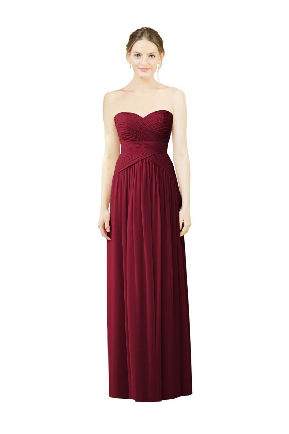 Sweetheart Long Soft Chiffon Burgundy Sleeveless Evening Dress / Bridesmaid Dress Darwin