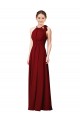 Halter Neck Long Soft Chiffon Burgundy Sleeveless Bridesmaid Dress Darwin