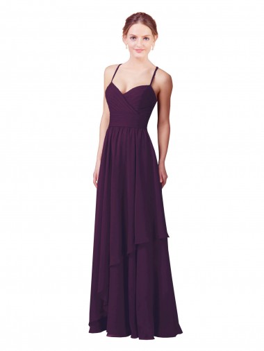 Sweetheart Long Chiffon Grape Sheath Sleeveless Bridesmaid Dress Darwin