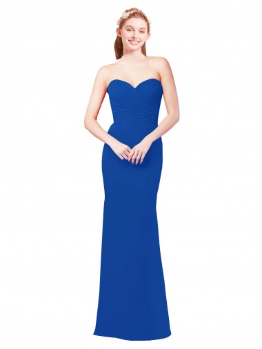 Sweetheart Long Chiffon Royal Blue Sleeveless Bridesmaid Dress / Evening Gowns Darwin