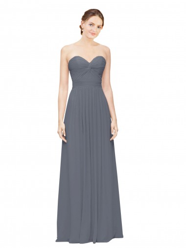 Sweetheart Long Soft Chiffon Slate Grey Sleeveless Bridesmaid Dress Darwin