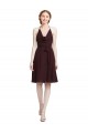 Halter Neck Knee Length Soft Chiffon Burgundy Gold Sleeveless Bridesmaid Dress Darwin