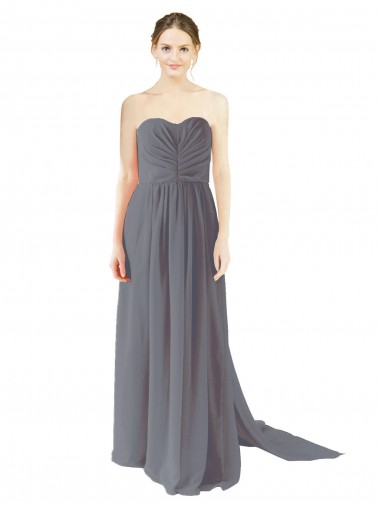 Sweetheart Long Chiffon Slate Grey Sleeveless Bridesmaid Dress / Evening Dress Darwin