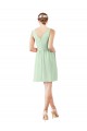 V-Neck Knee Length Soft Chiffon Sage Sleeveless Bridesmaid Dress Darwin