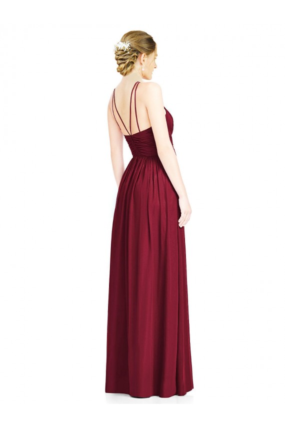 Halter Neck Long Chiffon Burgundy Sleeveless Formal Dress / Bridesmaid Dress Darwin