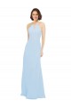 Halter Neck Long Soft Chiffon Light Sky Blue Sleeveless Wedding Party Dress Darwin