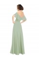 Off the Shoulder Long Soft Chiffon Smoke Green Cold Shoulder Bridesmaid Dress Darwin