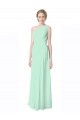 One Shoulder Long Soft Chiffon Mint Green Sleeveless Bridesmaid Dress Darwin