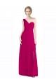 One Shoulder Long Soft Chiffon Red Sleeveless Bridesmaid Dress Darwin