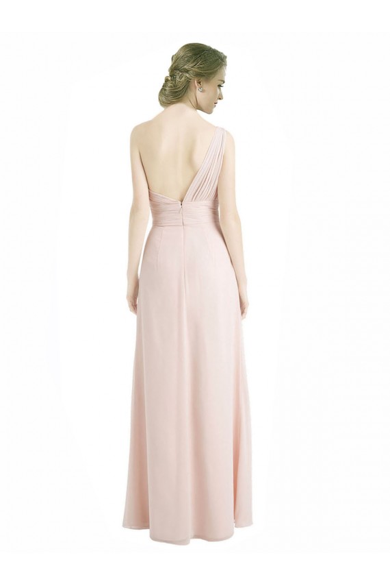 One Shoulder Long Soft Chiffon Red Sleeveless Bridesmaid Dress Darwin