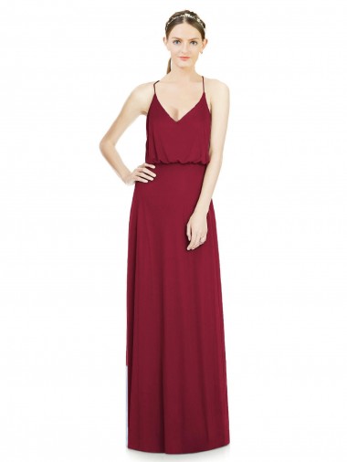 V-Neck Long Soft Chiffon Burgundy Sleeveless Evening Gowns / Bridesmaid Dress Darwin