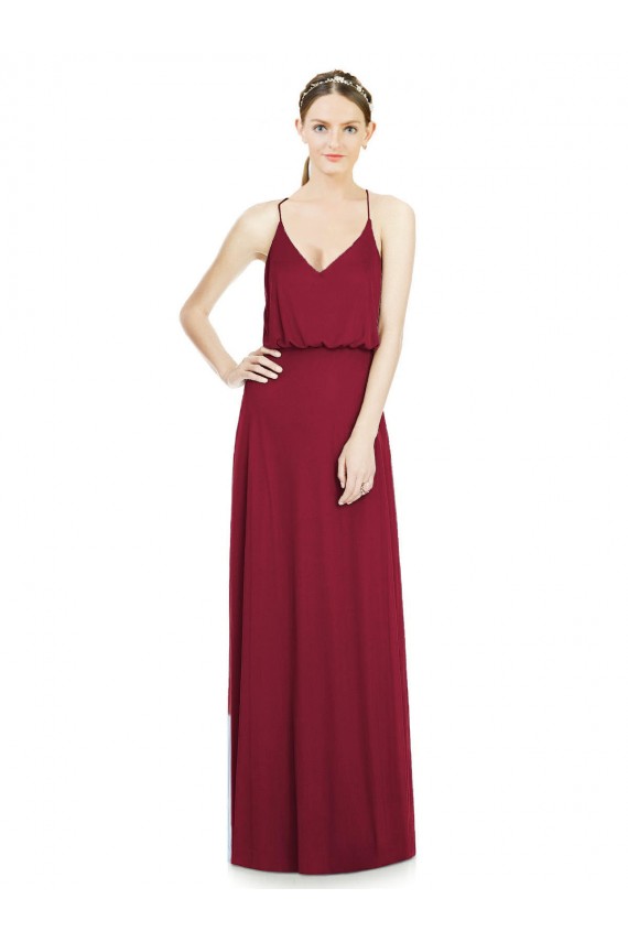 V-Neck Long Soft Chiffon Burgundy Sleeveless Evening Gowns / Bridesmaid Dress Darwin