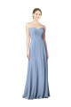 Strapless Long Chiffon Dusty Blue Sleeveless Wedding Party Dress Darwin