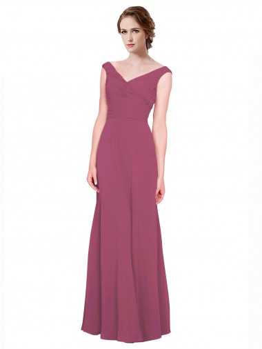 V-Neck Long Soft Chiffon Mauve Taupe Sleeveless Bridesmaid Dress Darwin