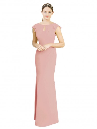 High Neck Long Soft Chiffon Bliss Pink Cap Sleeves Formal Dress / Bridesmaid Dress Darwin