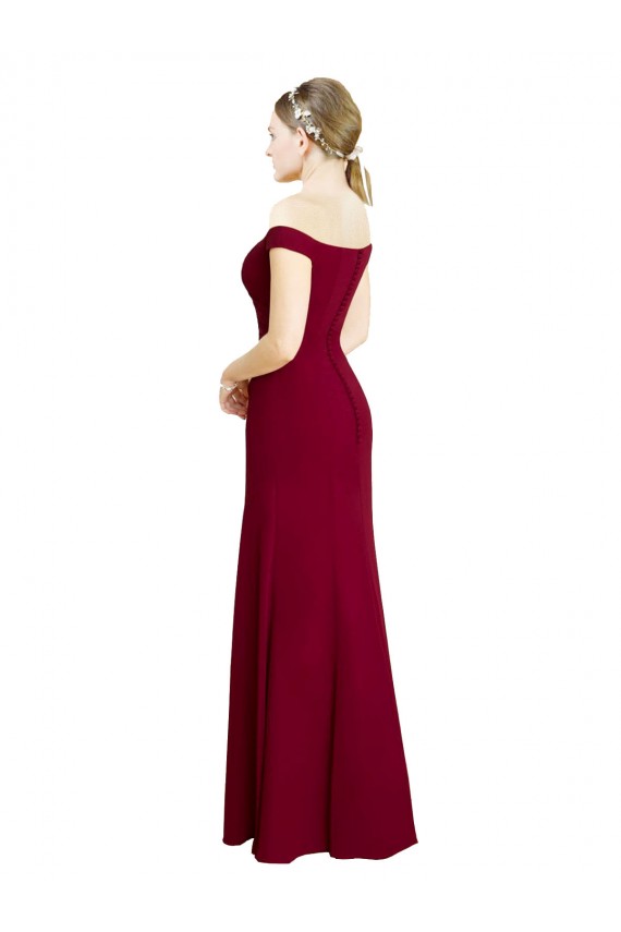 Off the Shoulder Long Soft Chiffon Burgundy Sleeveless Black Tie Prom Dress / Bridesmaid Dress Darwin