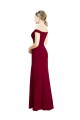 Off the Shoulder Long Soft Chiffon Burgundy Sleeveless Black Tie Prom Dress / Bridesmaid Dress Darwin