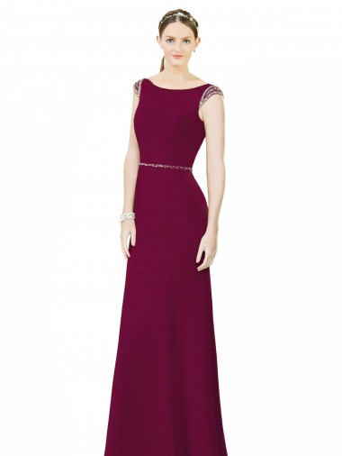 High Neck Long Soft Chiffon Burgundy Sleeveless Bridesmaid Dress Darwin