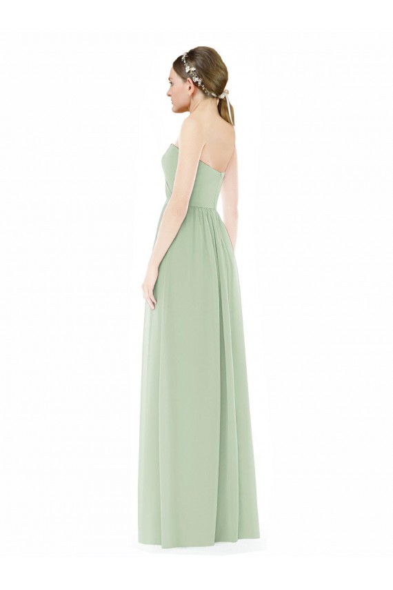 Strapless Long Soft Chiffon Sage Sleeveless Semi Formal Evening Dress / Bridesmaid Dress Darwin