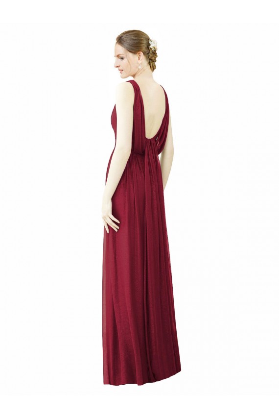 V-Neck Long Soft Chiffon Burgundy Sleeveless Bridesmaid Dress / Formal Dress Darwin