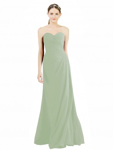 Sweetheart Long Soft Chiffon Smoke Green Sleeveless Bridesmaid Dress Darwin