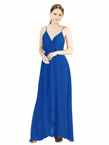 V-Neck Long Luxe Chiffon Royal Blue Sleeveless Bridesmaid Dress Darwin