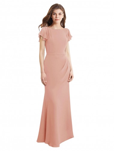 High Neck Long Soft Chiffon Bliss Pink Sleeveless Prom Dress / Bridesmaid Dress Darwin