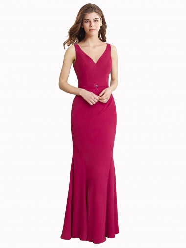 High Neck Long Soft Chiffon Red Sleeveless Prom Dress / Bridesmaid Dress Darwin