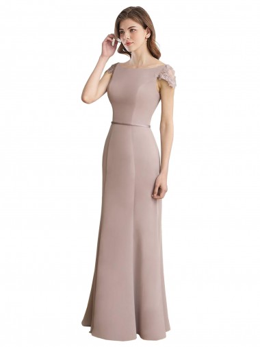 High Neck Long Soft Chiffon & Lace Cap Sleeves Formal Dress / Bridesmaid Dress Darwin