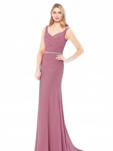 High Neck Long Soft Chiffon Sleeveless Prom Dress / Bridesmaid Dress Darwin