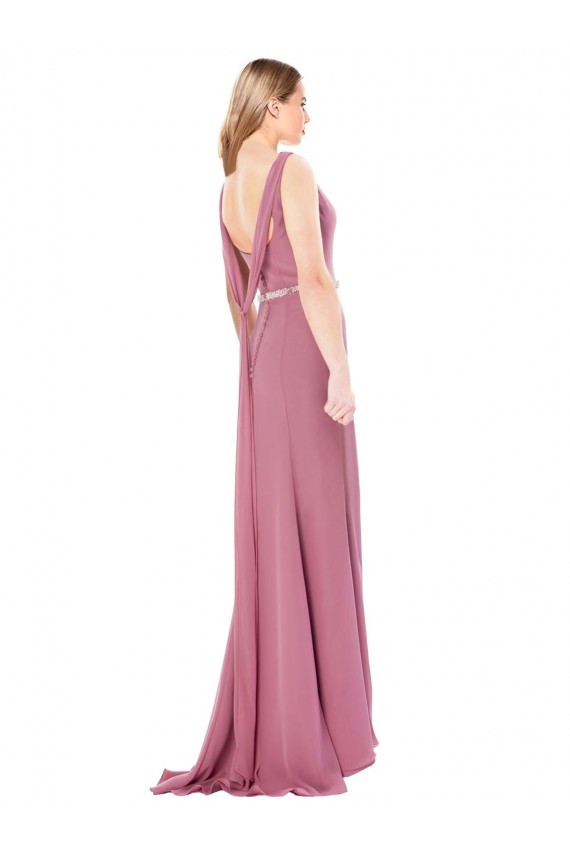 High Neck Long Soft Chiffon Sleeveless Prom Dress / Bridesmaid Dress Darwin