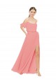 Off the Shoulder Long Soft Chiffon Watermelon Sleeveless Bridesmaid Dress Darwin