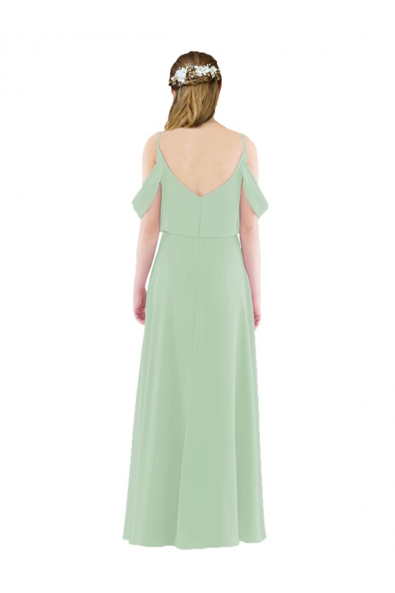 Off the Shoulder Long Soft Chiffon Sage Sleeveless Bridesmaid Dress Darwin